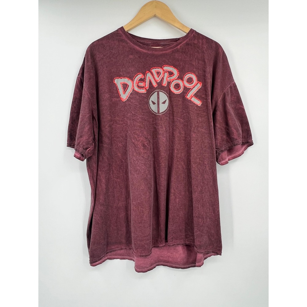 Marvel Deadpool & Wolverine Burgundy Mineral Wash Graphic T-Shirt Mens 3XL